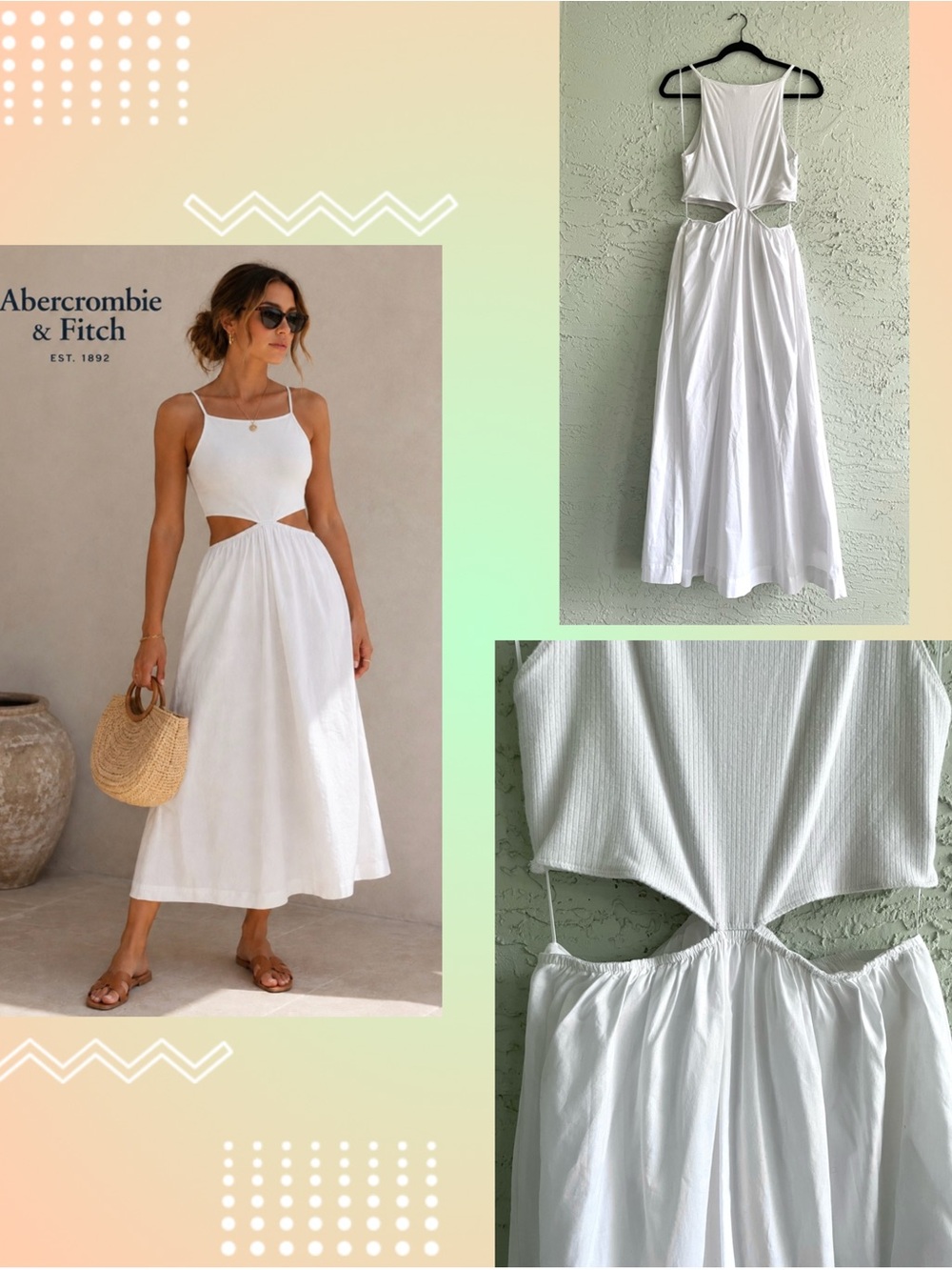 Abercrombie & Fitch Mixed Fabric Cut-Out Maxi Dress